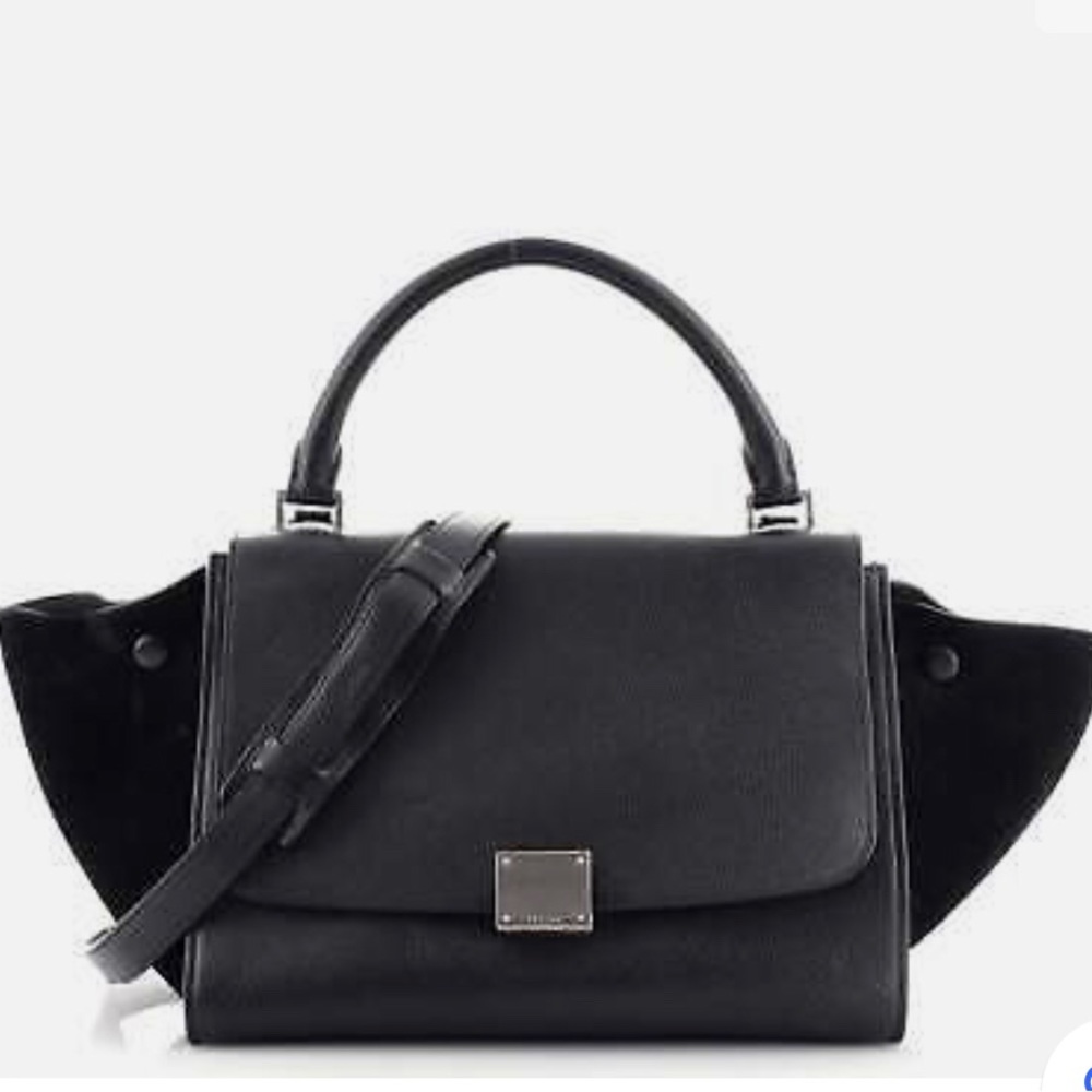 Celine Trapeze satchel in all black silver hardware